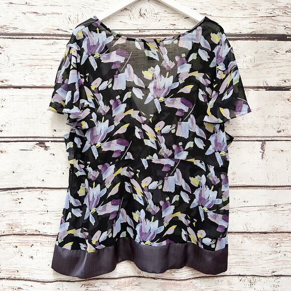 LANE BRYANT Sheer Floral Blouse Sz 18 20 1X - Picture 6 of 6